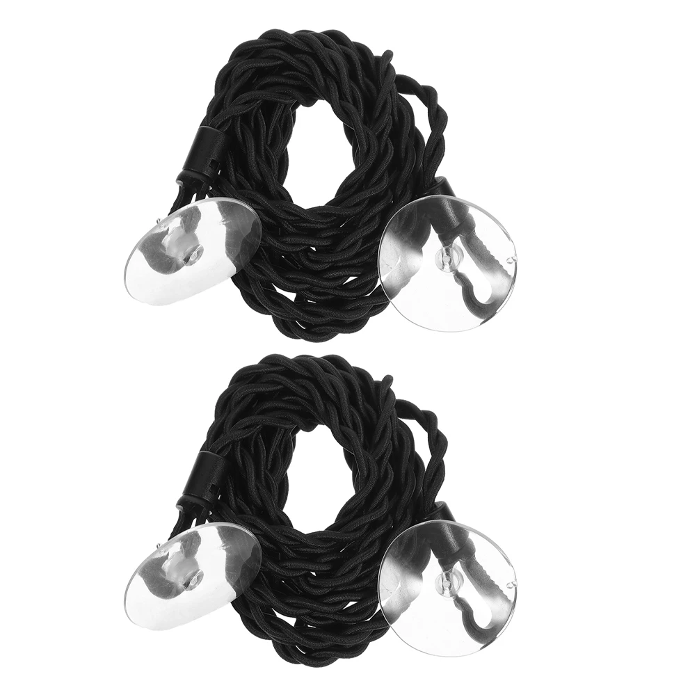 

2pcs Portable Windproof Bungee Clothesline Braided Cord Travel Clothes Drying Line Suction Cups For Outdoor Camping Home Rv