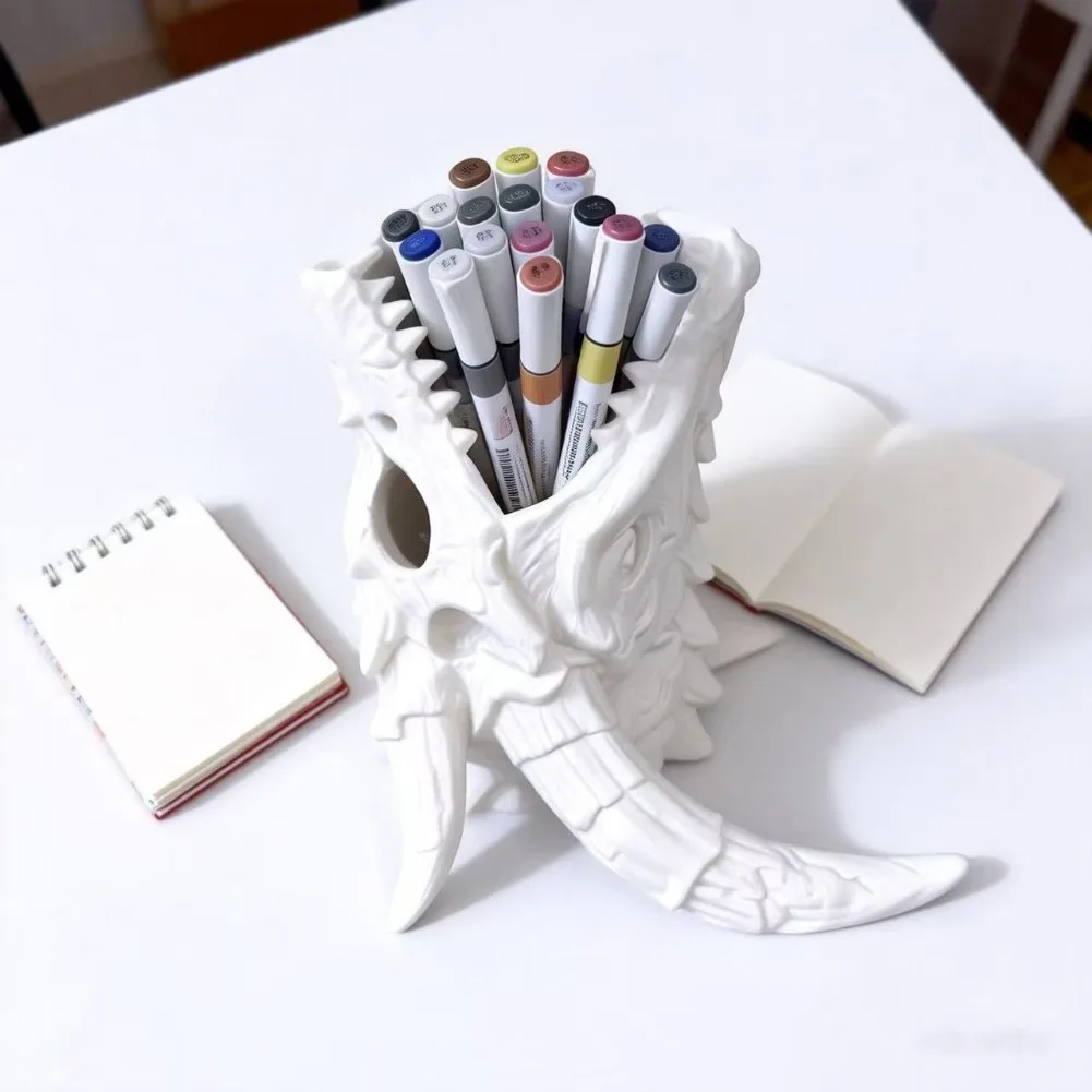 Nordic Devil Dragon Pen Holder 3D Printing Large Capacity Stationery Storage Bucket Cartoon Pencil Bracket Desktop Office Decor