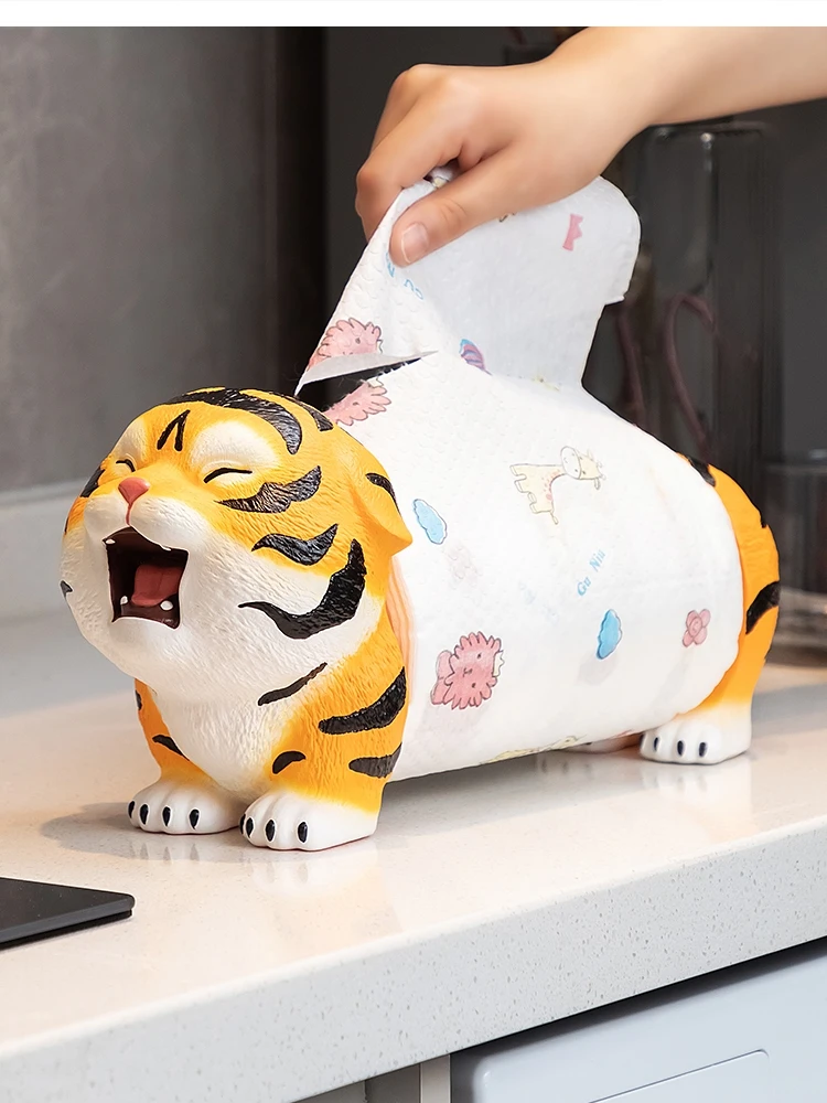 Modern Tiger retractable tissue holder Living room table home decor In-room kitchen roll box