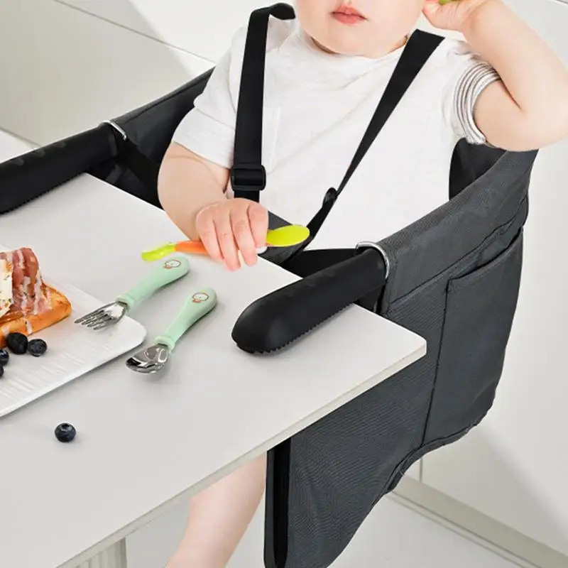 Silla de refuerzo para alimentación de bebé, asiento elevador ligero con correas de seguridad, mesa alta con Clip, plegable