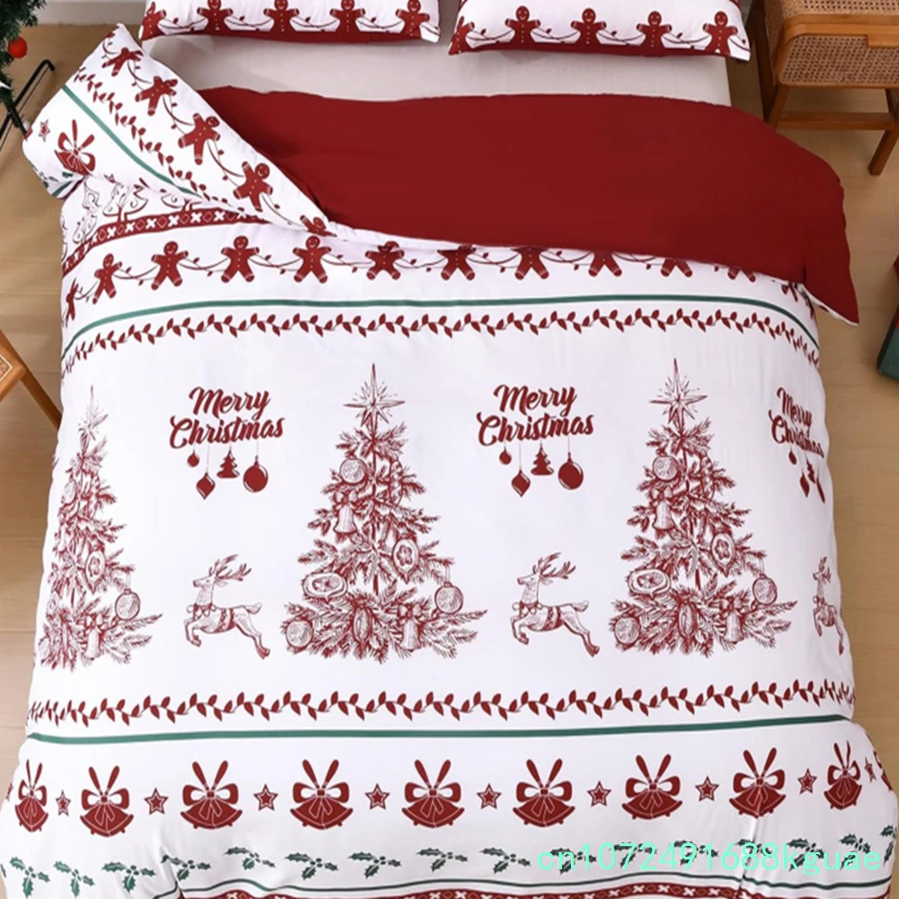 3PCS Christmas Duvet Set With Extra Large Soft ultra-fine Fiber bedding, Including 2 Pillowcases And Christmas Tree Deer Pattern