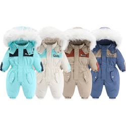 -30 Degree Winter Baby Ski Suit Waterproof Baby Jumpsuit Thicken Boys Overalls Warm Kids Clothes Children Clothing Set 1-5 Yrs