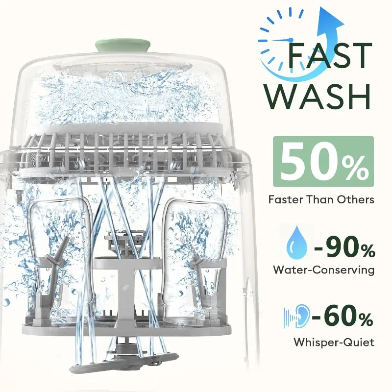 19분 병 세척기, 빠른 세척, 살균 및 건조기 - 올인원 클리너, 병, 펌프 부품 및 유아용품, 이상적인 선물