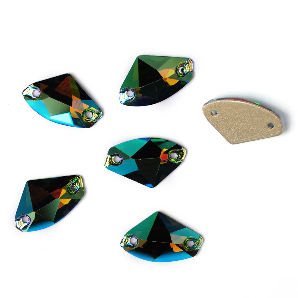 Pubrilex Galactic 9x14mm 12x19mm AB-beschichtete Aufnähsteine, Glitzer-Glas-Nähkristalle für Kleidungsstücke und Accessoires – Detail 6
