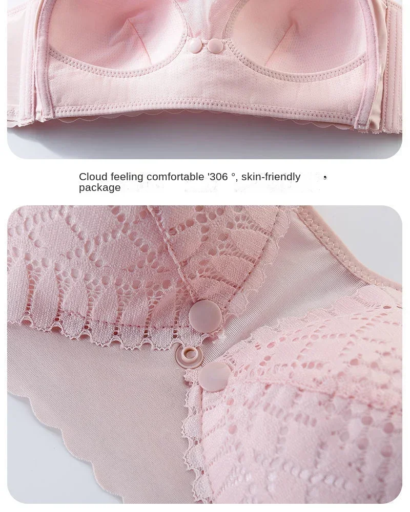 Verstellbarer Still-BH mit Knöpfen vorne, geraffte, bequeme Stillunterwäsche für Schwangere – Detail 10