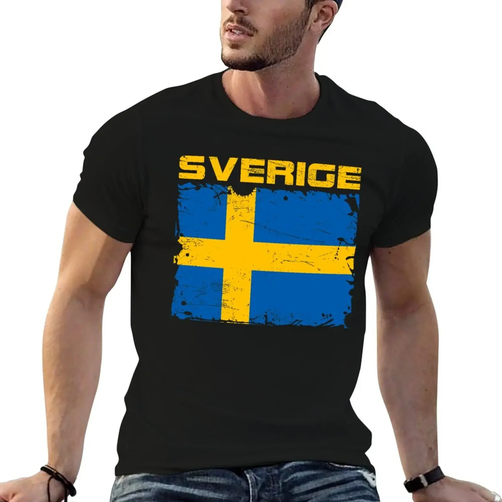 Sweden Sverige flag T-Shirt graphic t shirts Funny t-shirt plain fruit of the loom mens t shirts