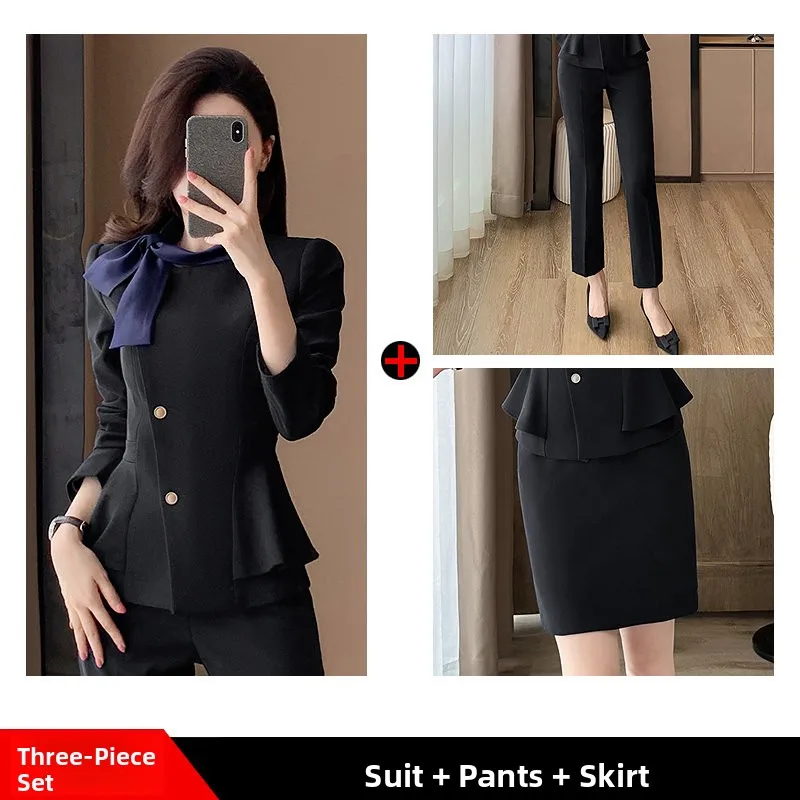 Length black suit + pants + skirt