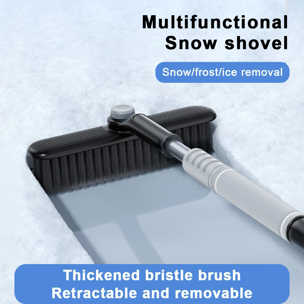 Universal Snow Shovel Brush Telescopic Car Glass Deicing Cleaning Tool 2-in-1 Detachable Snows Ice Scraper Quick Clean Wash Tool