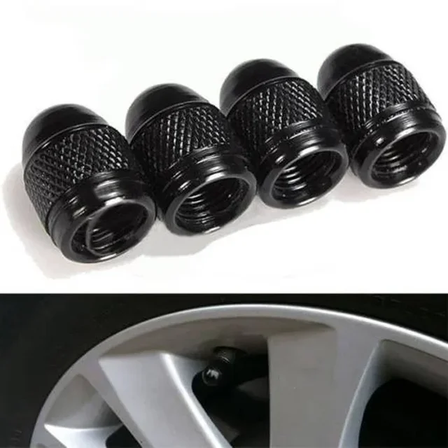 4szt Czarne aluminiowe nakładki na sutki Bullet Car Truck Air Port Cover Tire Rim Valve Wheel Stem Cap Części zewnętrzne Akcesoria samochodowe
