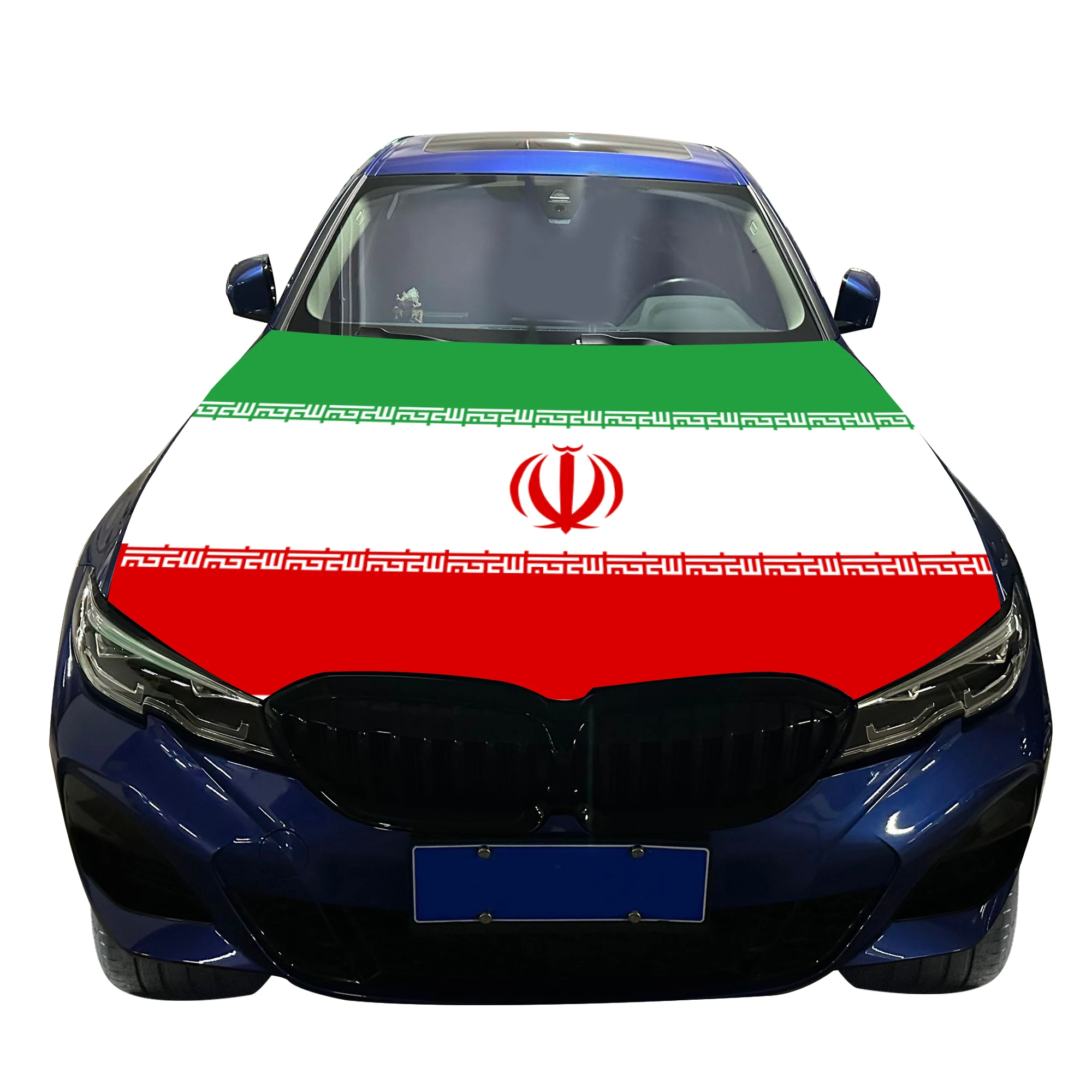 Iran Car Hood Cover Flag  Universal Size Elastic Polyester 120x150cm for Car Decor