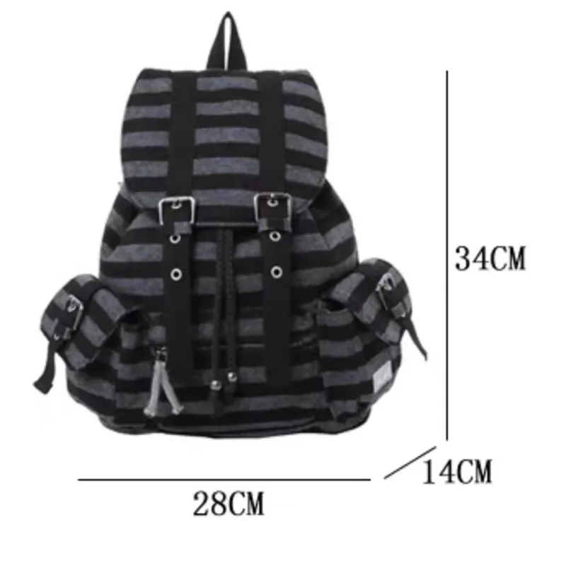 Newjeans Same Functional Sle Retro Stripe Backpack 2024 Korean New Versatile Large Capacity Storage Bag Student Class Casual Bag