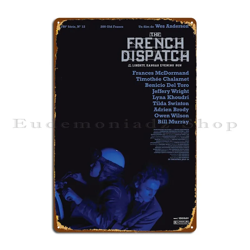 The French Dispatch Metal Sign Home Cinema Classic Iron Garage Tin Sign Poster
