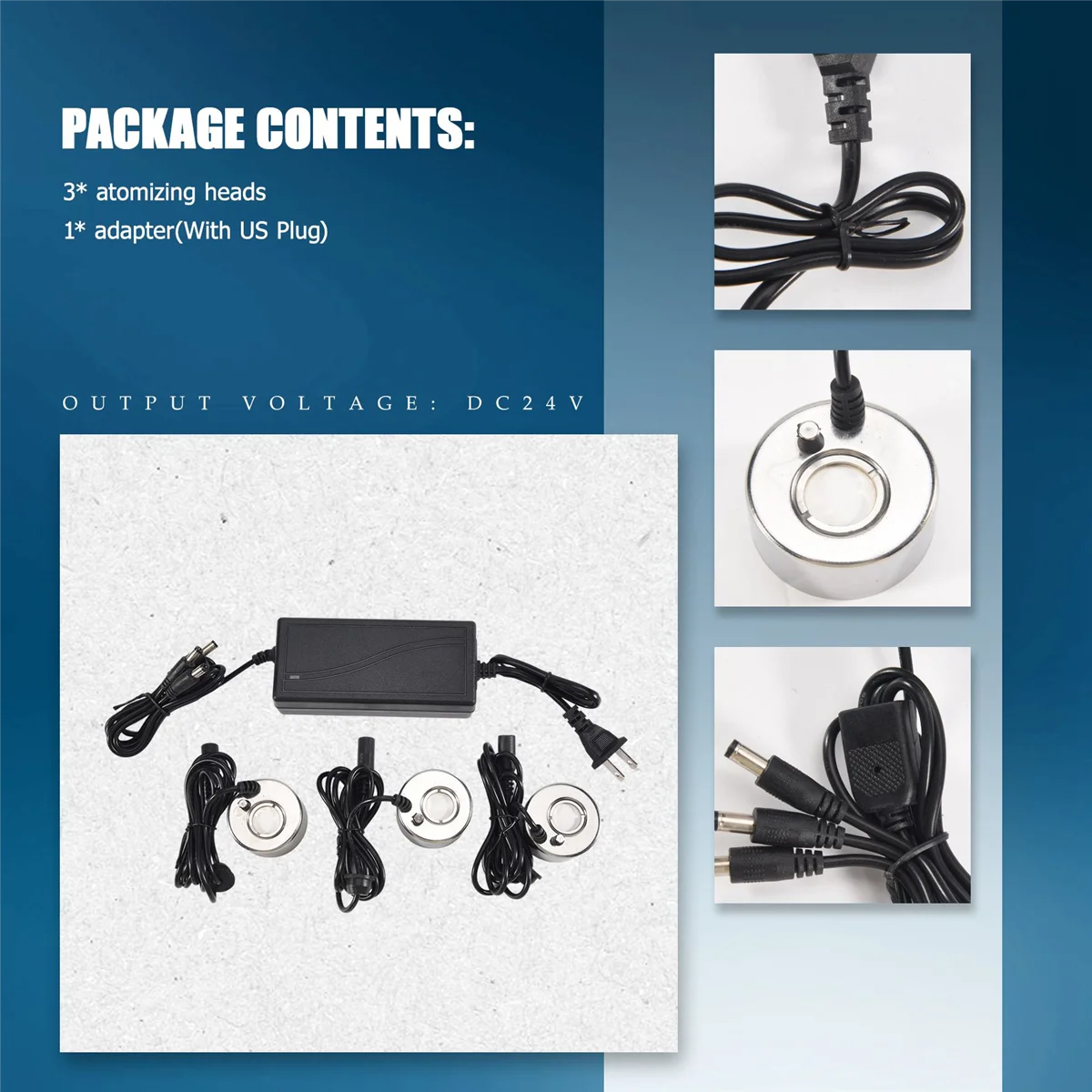Mist Maker Fogger Ultrasonic Humidifier 3Pcs Atomizing Heads Water Fountain Pond Fog Atomizer Air Humidifier US Plug