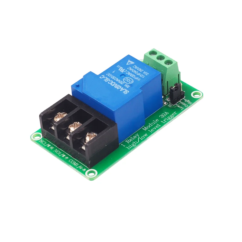 1 channel 30A relay module 5V/12V/24V with optocoupler isolation, large current, supports high and low level triggering