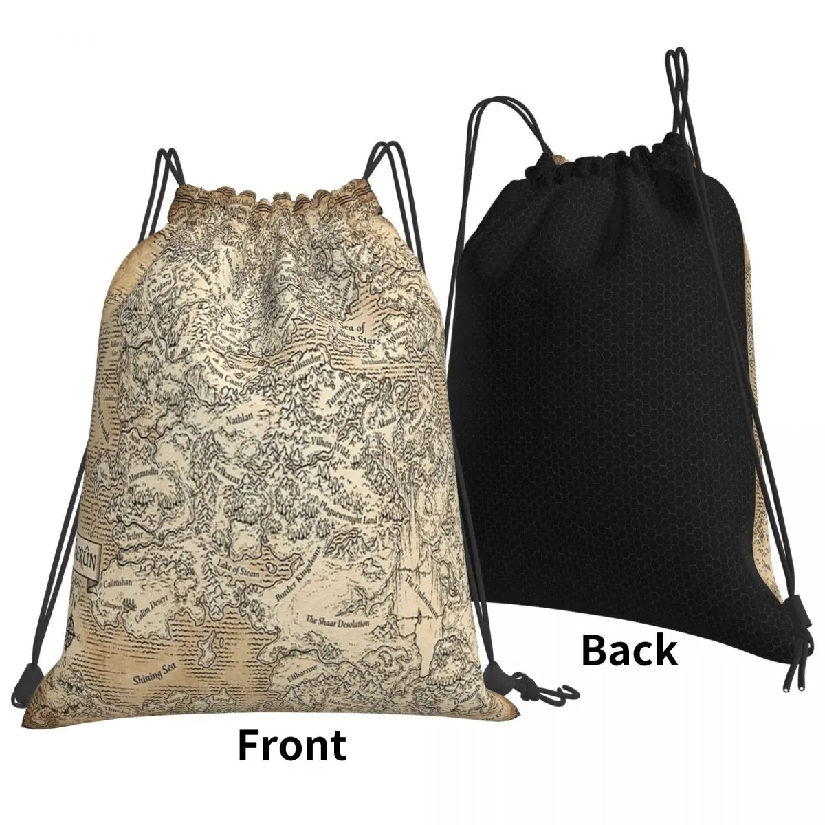 Annotated Map Of Faerun Backpacks Multi-function Drawstring Bags Storage Bag Book Bags for Travel Students