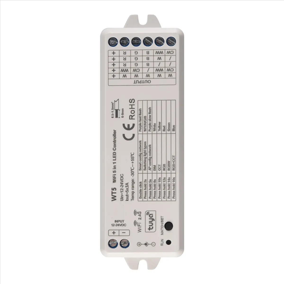 L63A Tuya LED Controller 5 in 1 Dimmer CCT RGB RGBW RGBWW RGBCCT Strip Smart Life Wifi 2.4G Remote Controller 12-24V WT5