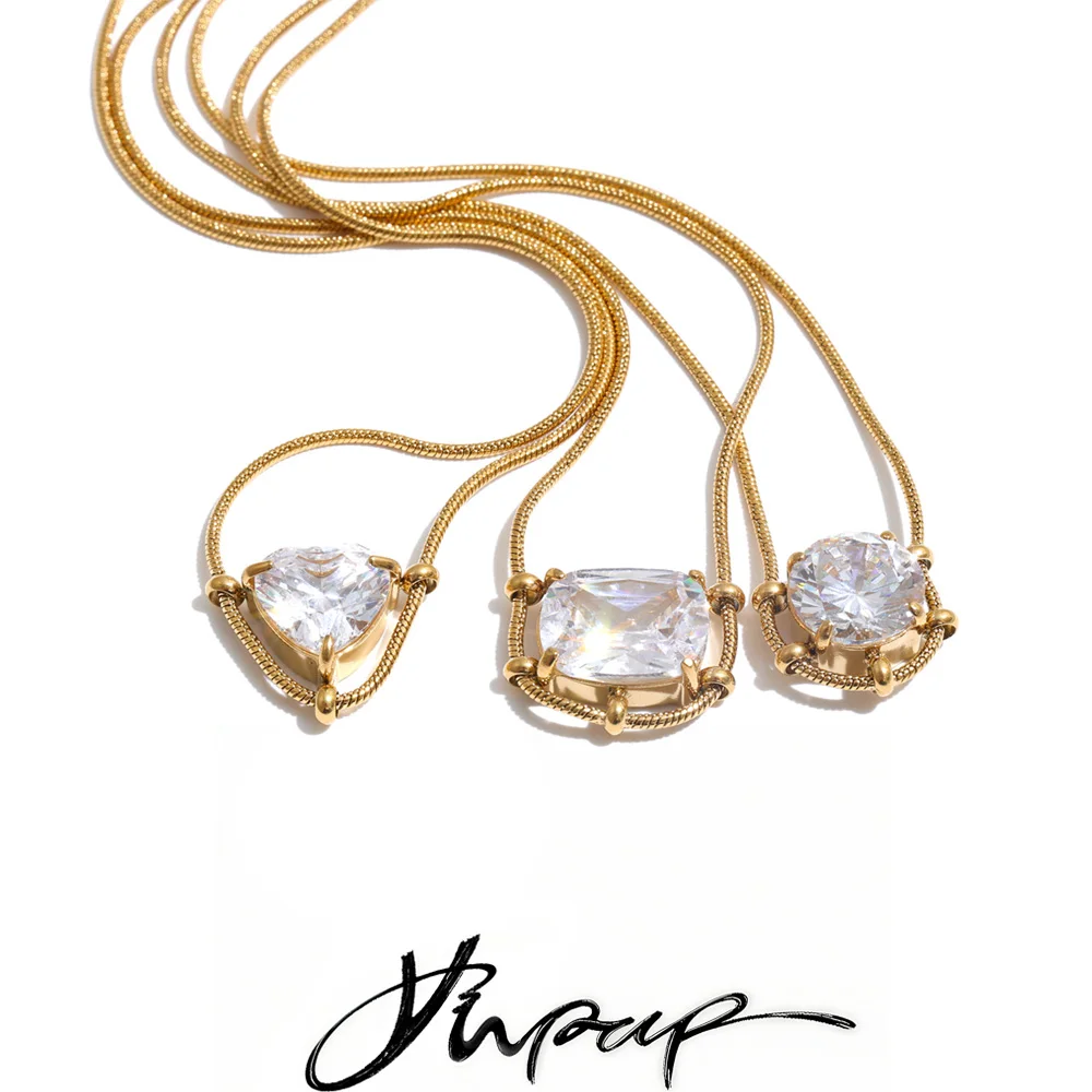 Yhpup Edelstahl-Halskette mit Zirkonia-Herz-Anhänger, Hochwertiger, Eleganter Schmuck für den Abend