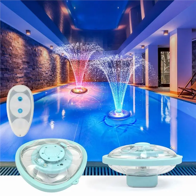 ABZS Water Fountain Floating Design With Underwater Lights, Powered Pump Outdoor, 2 Modes Sprinkler Waterfall Feature