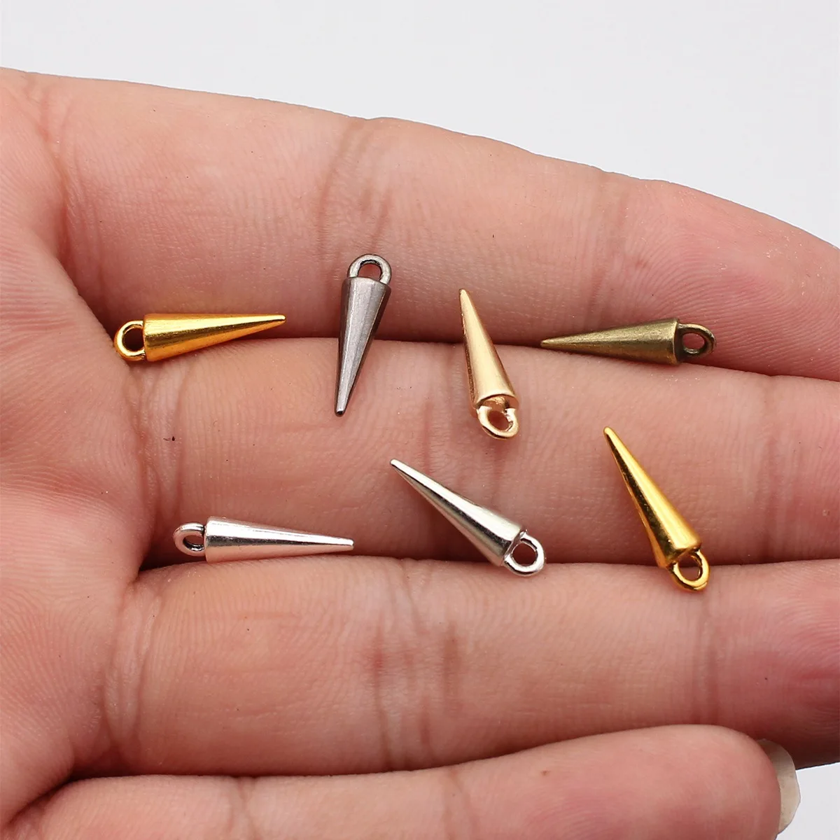 WYSIWYG 20pcs 4x16mm 7 Colors Cone Charms Pendant For DIY Jewelry Making Handmade Jewelry Craft Findings