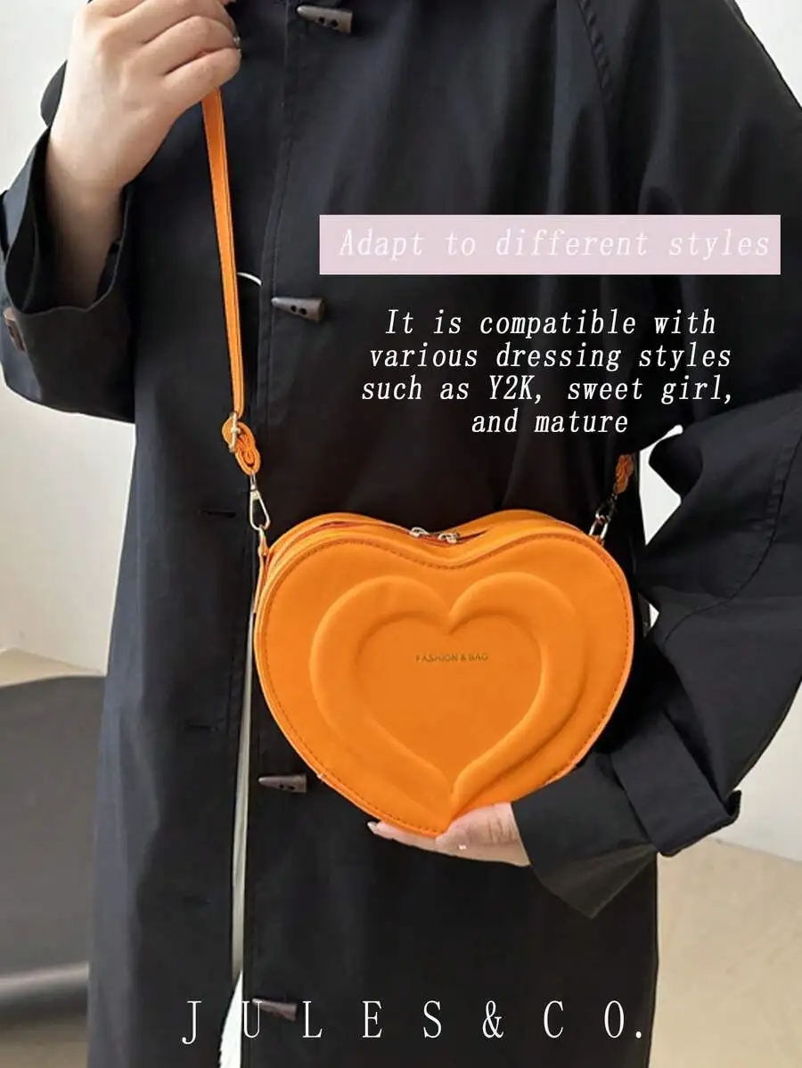 

Heart Shape Mini Crossbody Bag For Women Versatile Shoulder Purse Fashion Handbag