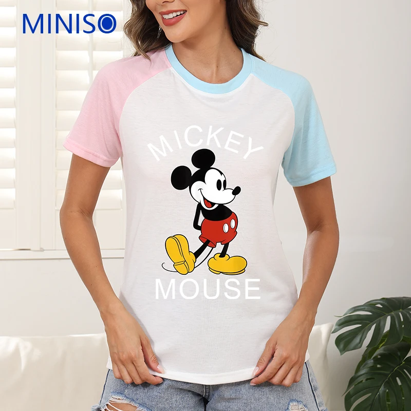 

2025 New Brands Women's T-Shirts Short Sleeve Top Clothing Disney Mickey Mouse Cartoon Ladies Large Size Summer Clothes Trends