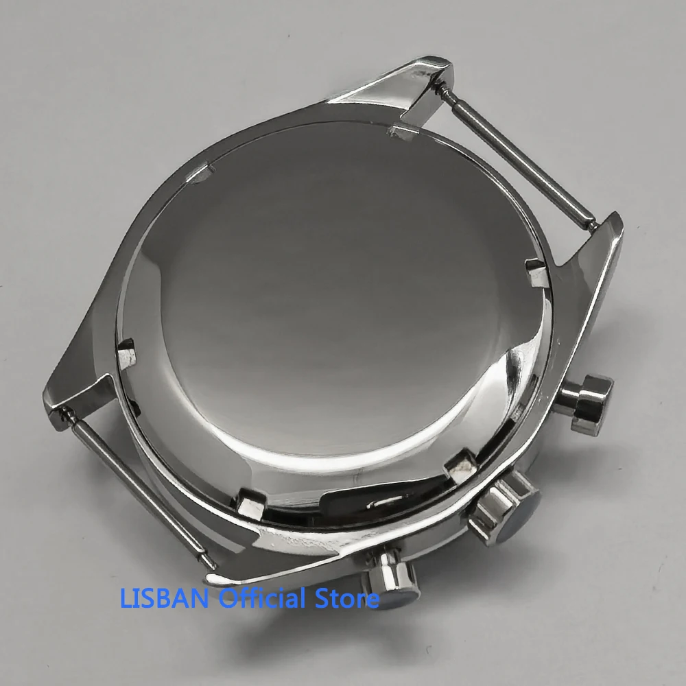 41mm Sterile Silver Watch Case fit VK63 with Chronograph Quartz Movement