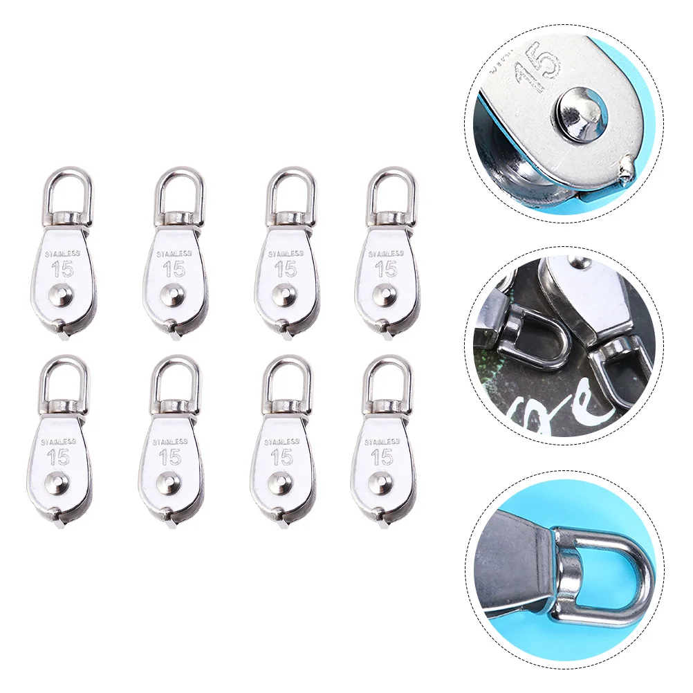 

8Pcs Fishing Net Single Pulley Marine Pulley Wheel Block and Tackle Lift Equipment Block and Tackle Fishing Tool