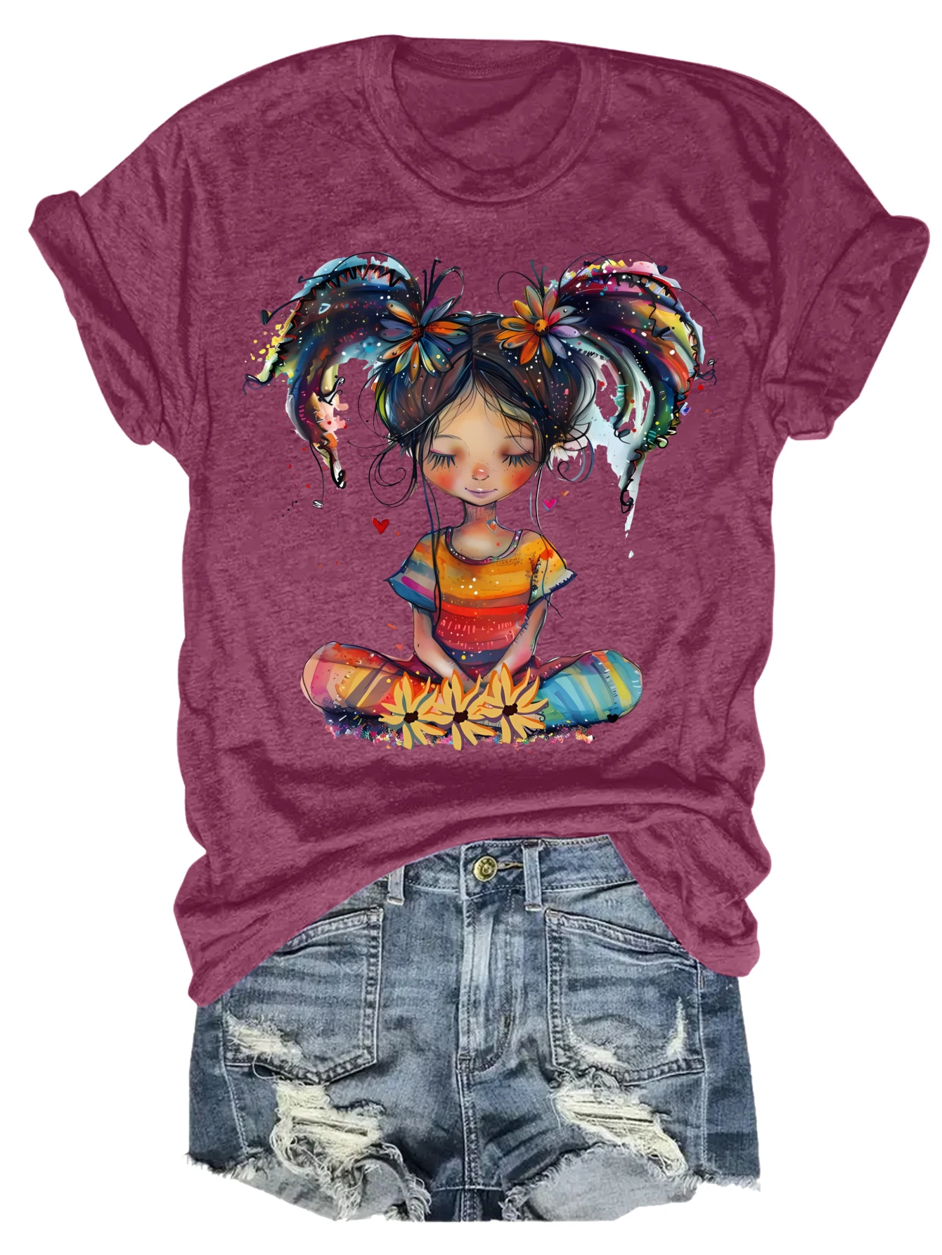 

Women's plus size tank top Colorful Girl With Rainbow Hair Suitable for sports and daily wear sleeveless casual style top womens