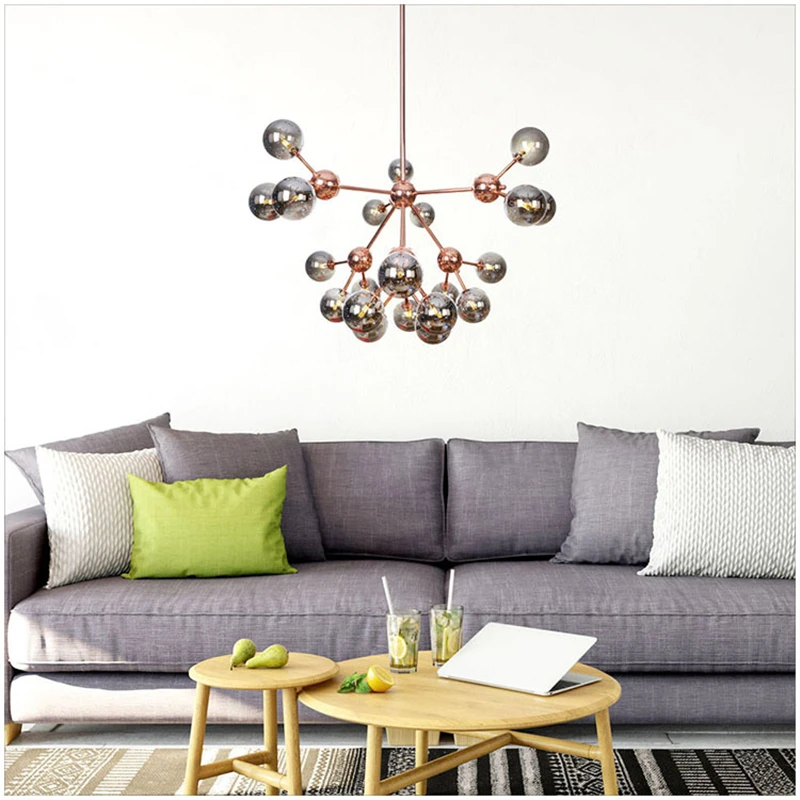 

Nordic Multiple Heads Rose Gold Chandelier For Dining Room Bedroom Hotel Bar Chrome Pendant Lamp Indoor Decor Lighting Fixtures