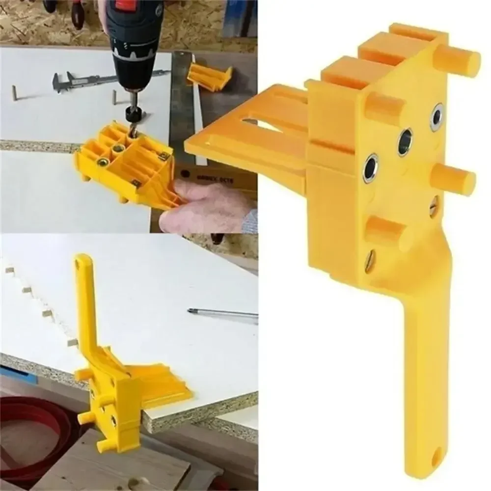 Woodworking Dowel Drill Guide Handheld Straight Hole Locator Clamp Tool with 6/8/10mm Drill Bit for Carpentry
