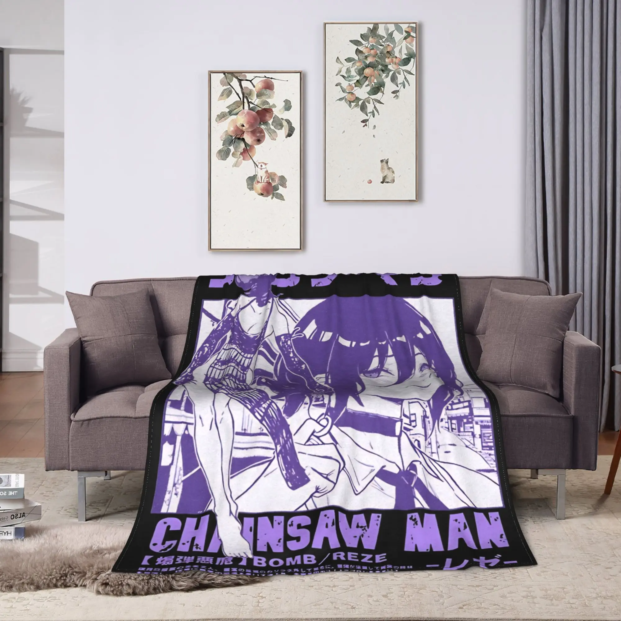 Chainsaw Man Reze japanese Flannel Blanket  Soft Warm Throw Blanket for Outdoor Picnic Comfortable Bedspread Sofa Bed Cover