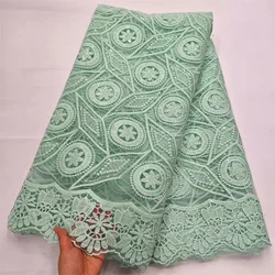 Green African Lace Fabric with 3D Sequins High Quality Tulle Lace Nigerian Embroidery Lace Fabrics for Wedding Sewing Women