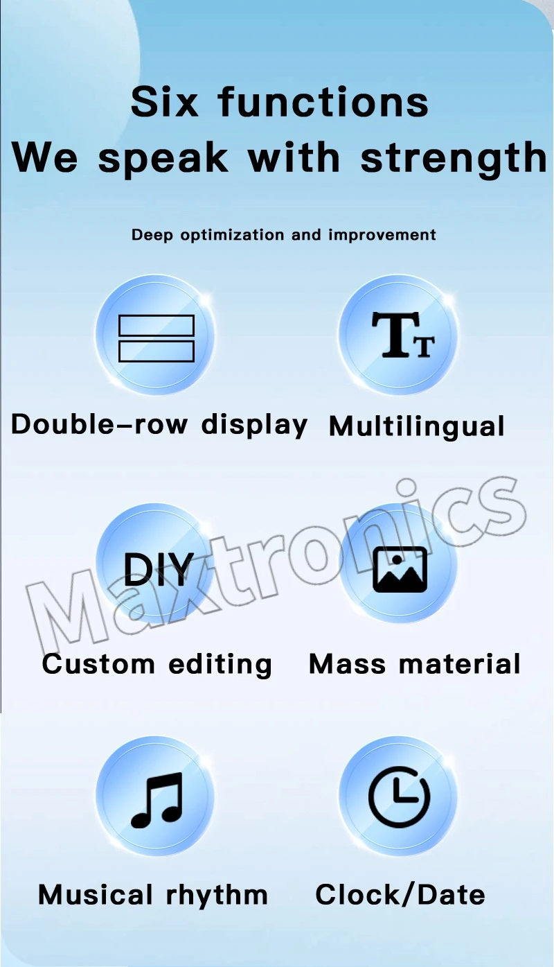 New Hard Screen Double Row LED Matrix Panel DIY Multilingual Text Pattern APP Remote Control for Store/ Bar/ Supermarket Display