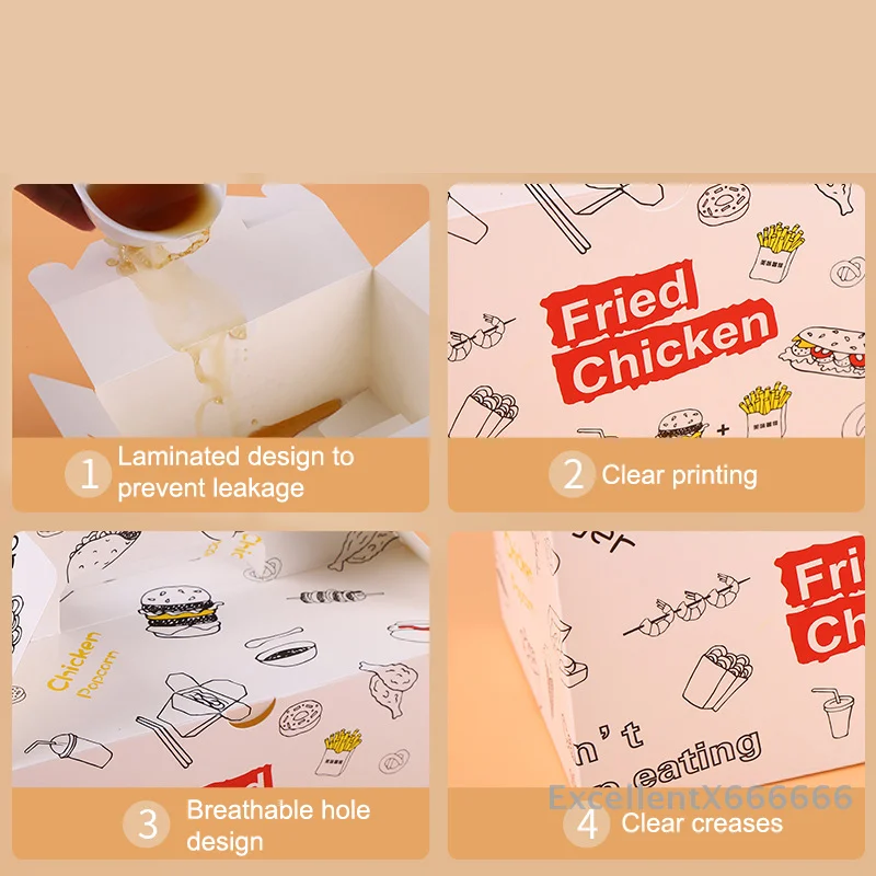 

50/100Pcs Disposable French Fries Box Food Fried Chicken Packaging Box Party Supplies Food For Kids Birthday Tray