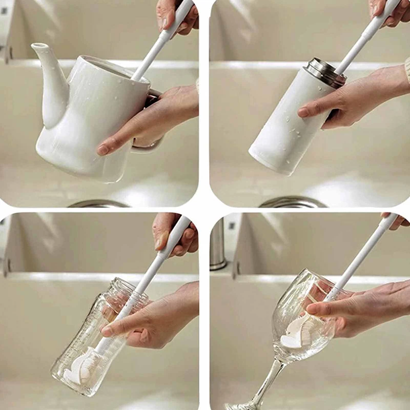 Bendable Cleaning Brush Cup Scrubber Glass Cleaner Kitchen Cleaning Tool Long Handle Drink Bottle Glass Cup Cleaning Brush