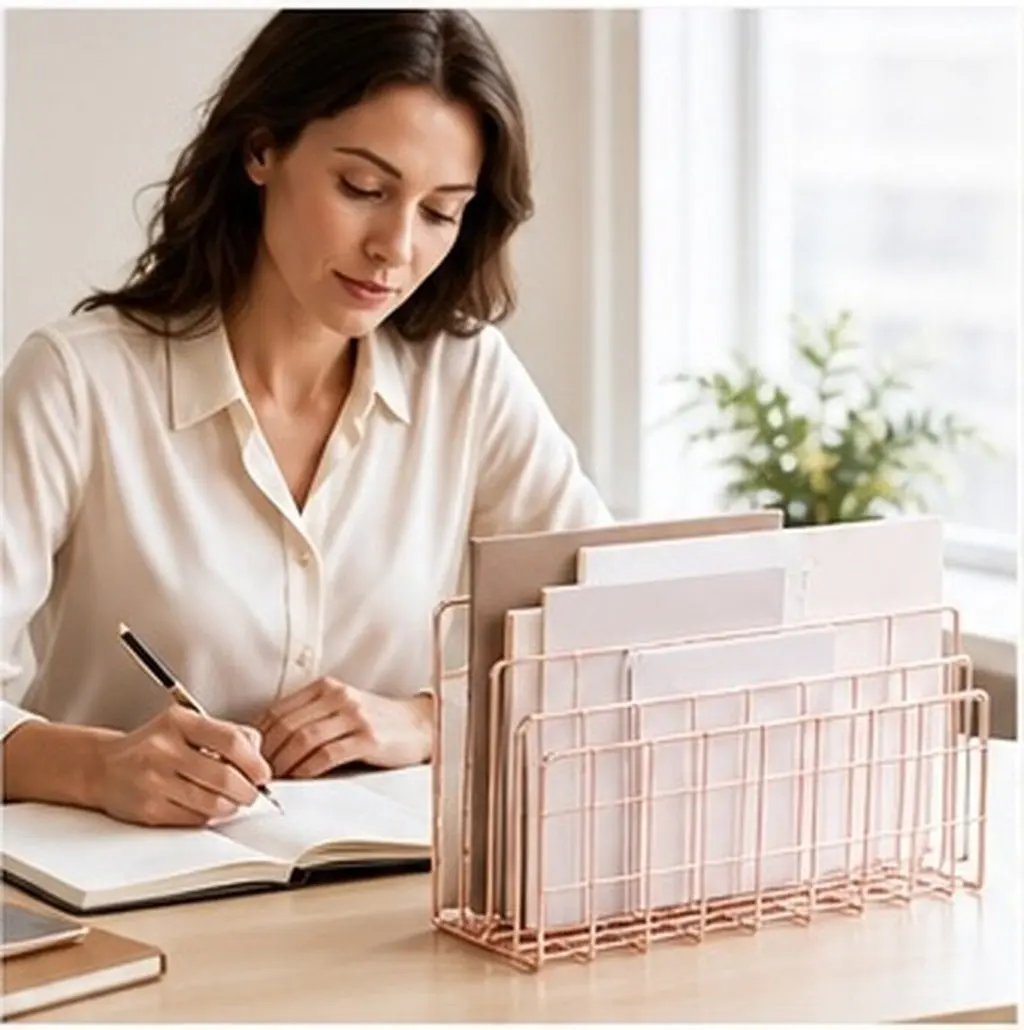 Versatile Iron Desk File Organizer Desktop Mail Sorter Countertop Document Holder Bookshelf Organizer Notebook Paper Stand
