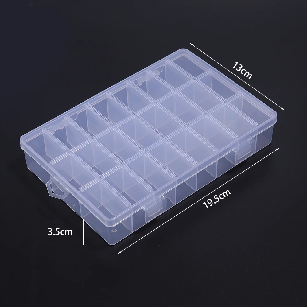 Practical 24 Grids Compartment Plastic Storage Box Jewelry Earring Bead Screw Holder Case Display Organizer Container