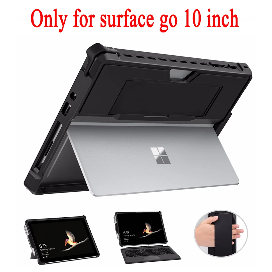 Shockproof Cover for Microsoft Surface Go 10 Inch Heavy Duty Silicone Hard Case Kickstand Hand Hand Strap With Pen Holder Gifts