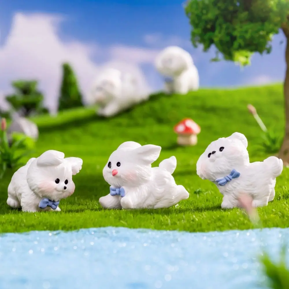 New Cute Cartoon Puppy Statue Resin DIY Crafts Miniature Dog Figurines Car Ornament Dollhouse Decoration Mini Animals Figurine