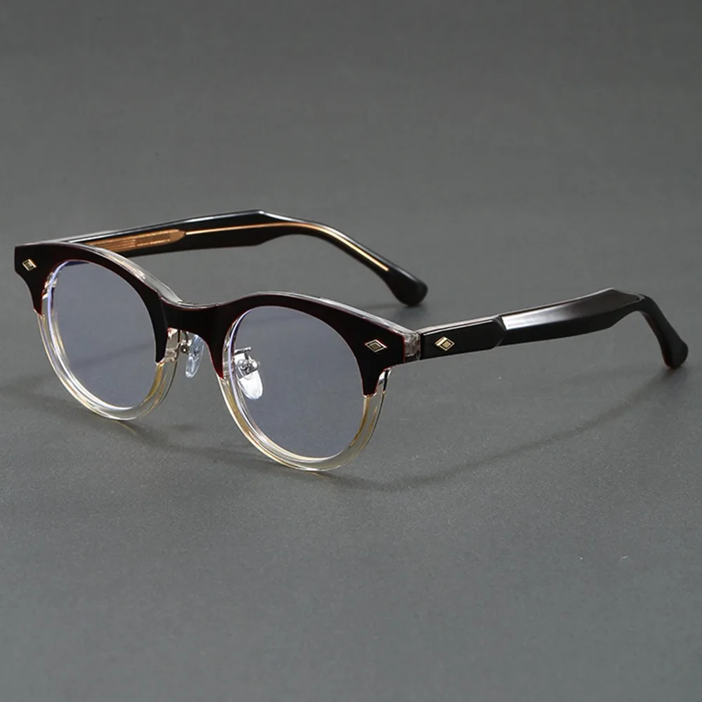 Vintage Rivet Decor Blue Light Blocking Glasses Men Retro Thick Frame Computer Eyeglasses Anti UV Eye Protection