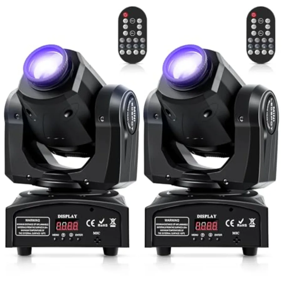 

2PCS 60W LED Moving Head Light Stage Lights with Remote Control 8 GOBO 8 Colors Spotlight by DMX Controlled 11 Channel with Sou