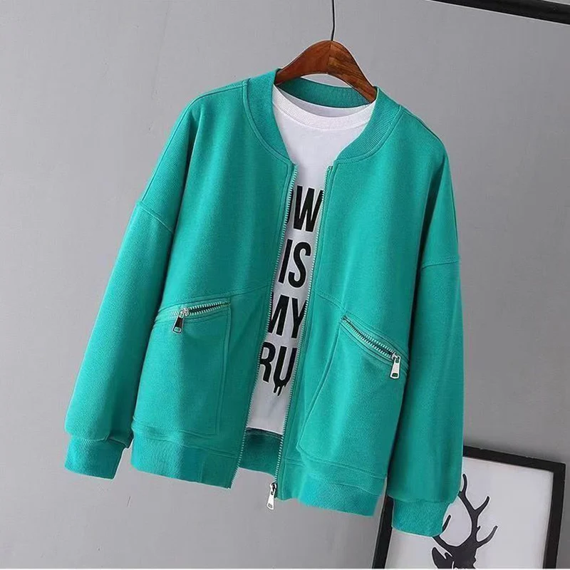 Fashion Stand Collar Spliced Zipper Pockets Solid Color Coats Women\'s Clothing 2023 Autumn Loose Korean Tops Commuter Jackets