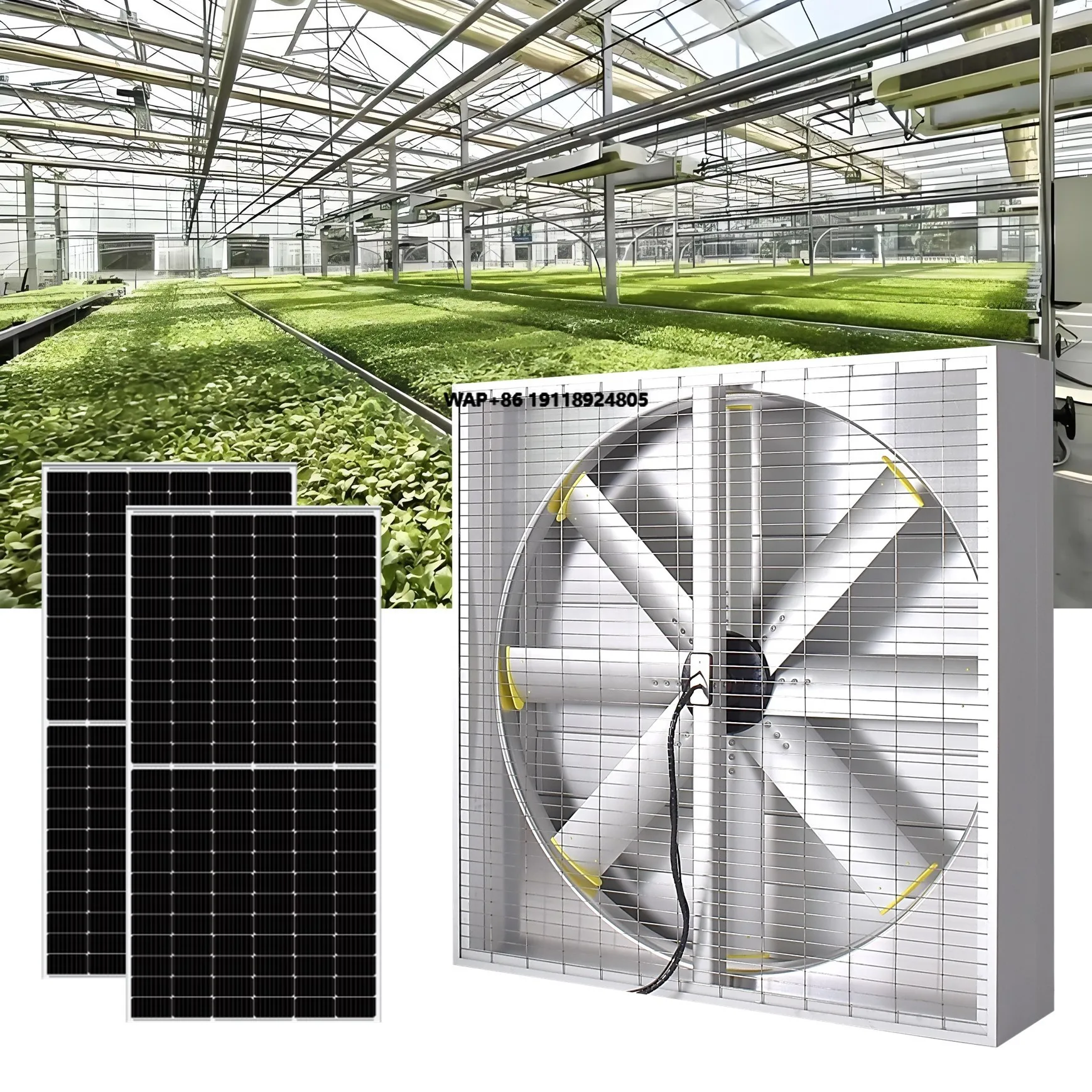 Hot Sale Big Greenhouse Air Ventilation Extractor Fan Solar Powered Industrial Wall Mounted Roof Exhaust Vent Fan for Factory
