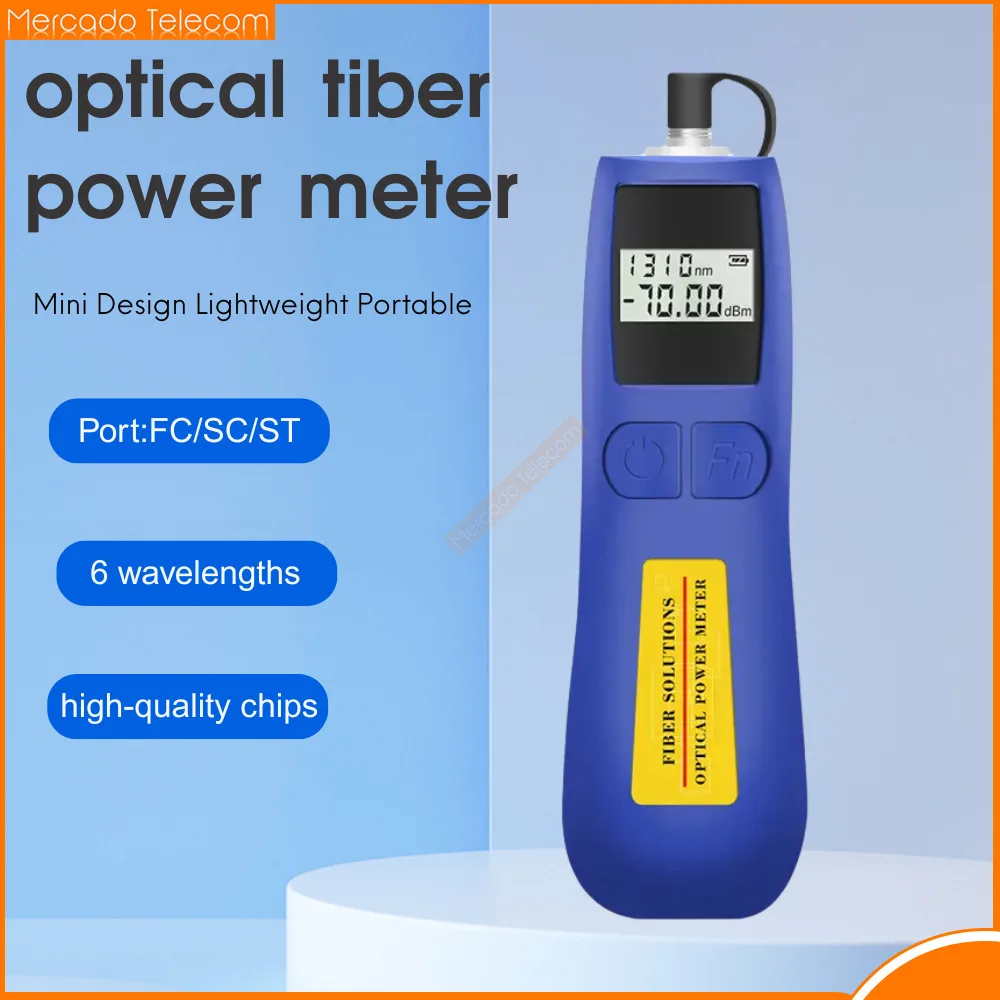 

Handheld Fiber Optic Power Meter Tester 2.5mm FC/SC/ST Universal Port 6 Wavelengths 850/1300/1310/1490/1550/1625/1650nm