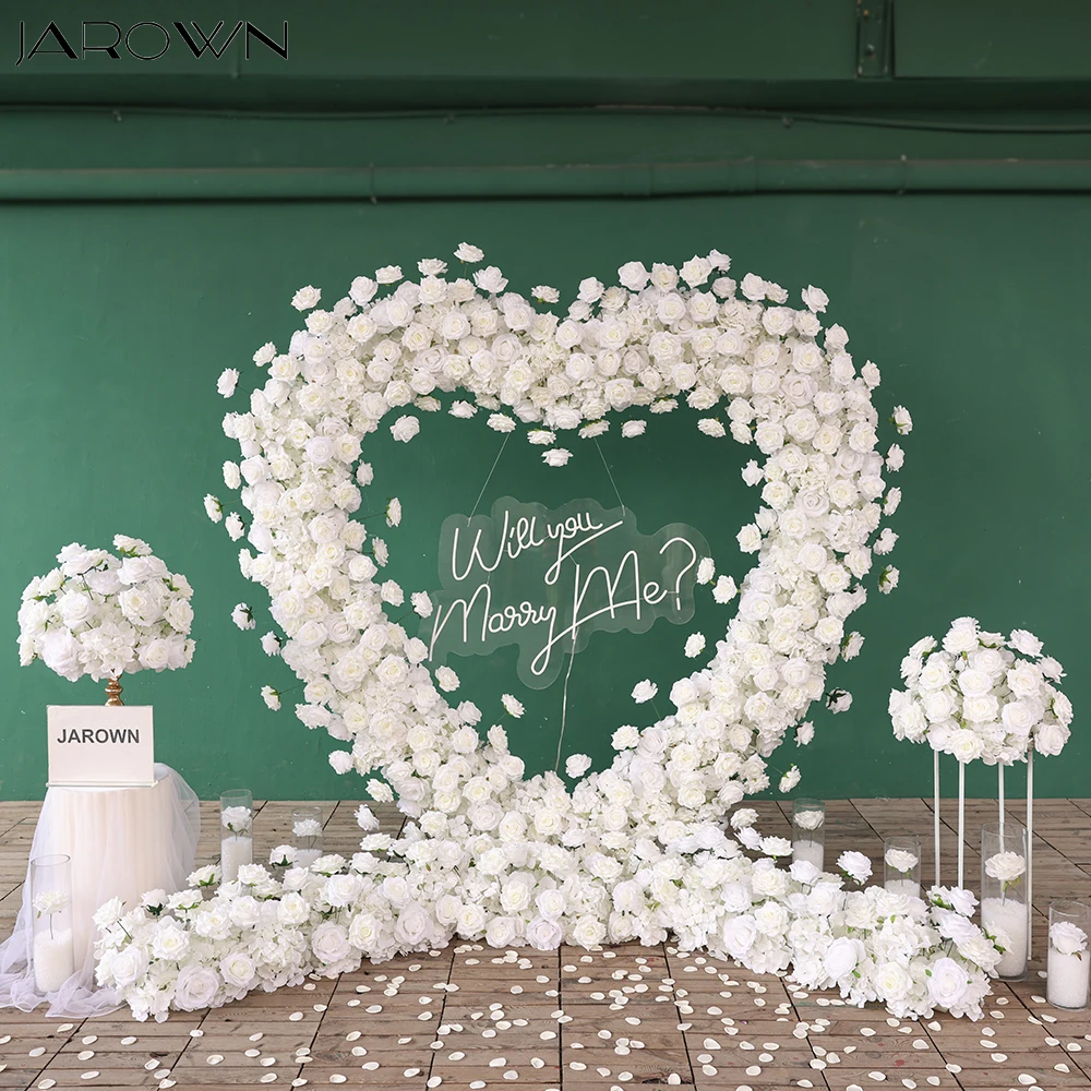 Wedding Party Decorations Luxury White Series Rose Hydrangea Love Heart Shape Flower Arrangement for Home Decors Proposal Props