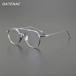 Gatenac Pure Titanium Eyeglasses Frame Men Vintage Round Pilot Designer Glasses Frame Women Retro Japan Luxury Brand Eyewear