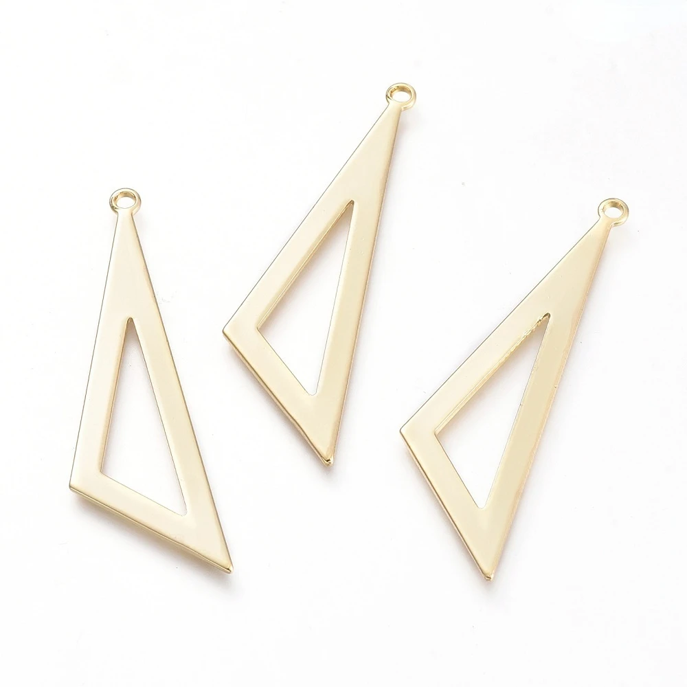 

1-5 pcs Brass Pendants Long-Lasting Plated Triangle Real 14K Gold Plated 40.5x11x1mm Hole: 1.4mm