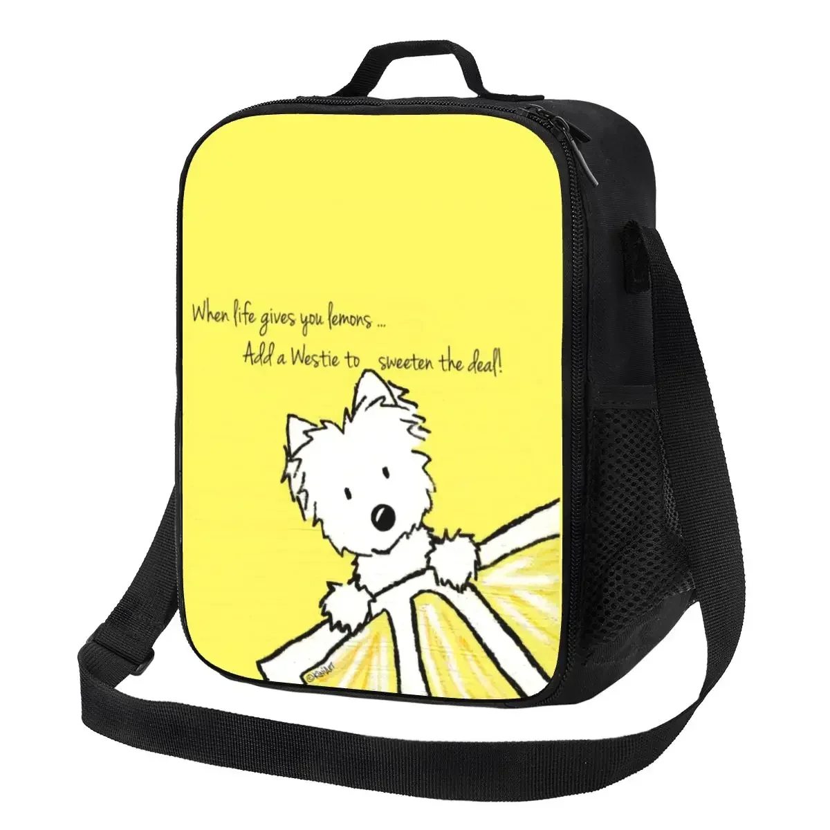 

Life Lemons Westie Dog Portable Lunch Boxes Leakproof West Highland White Terrier Thermal Cooler Food Insulated Lunch Bag