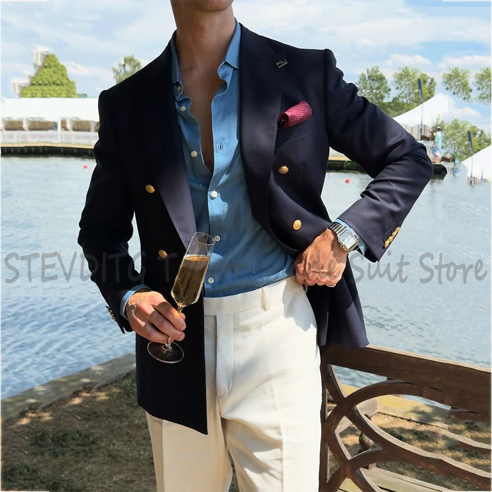 

Formal Party Men's Suit Set Peak Lapel Double Breasted Contrast Color 2 Piece Smart Casual Elegant Outfit for Prom Club Events