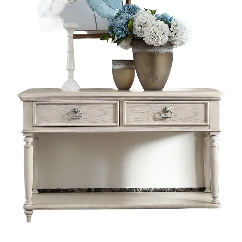 

American solid wood entrance cabinet, retro and old sofa back in the living room, entrance table display table in several foyers